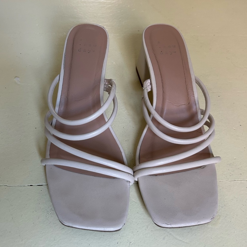 a new day white strappy heels🤍